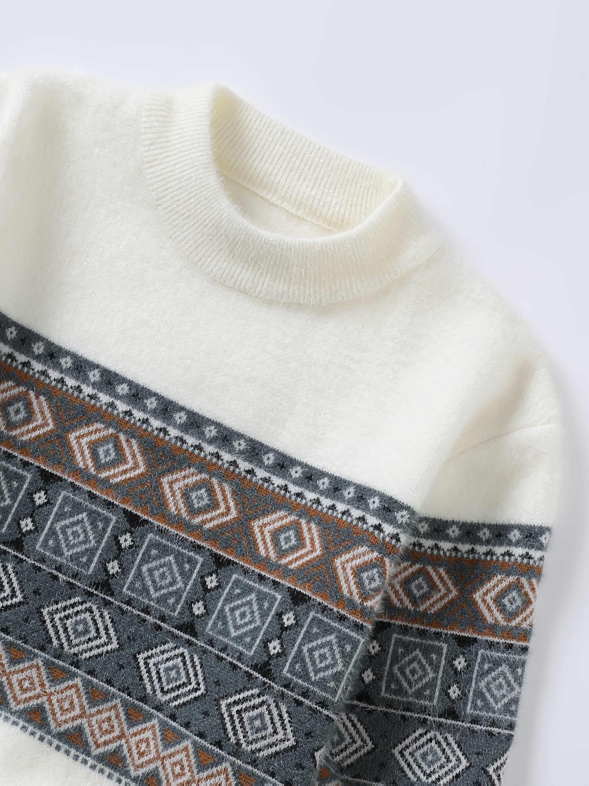 Męski norweski sweter z geometrycznym wzorem