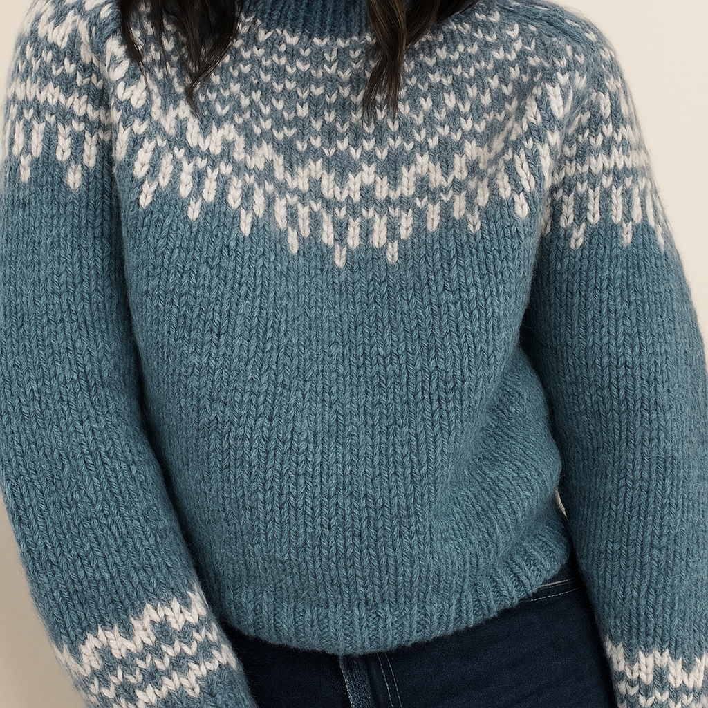 Damski norweski sweter w geometryczny wzór