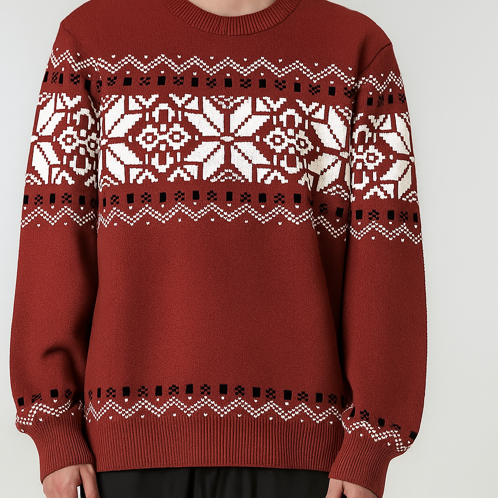 Męski norweski sweter z okrągłym dekoltem | Jesień i zima