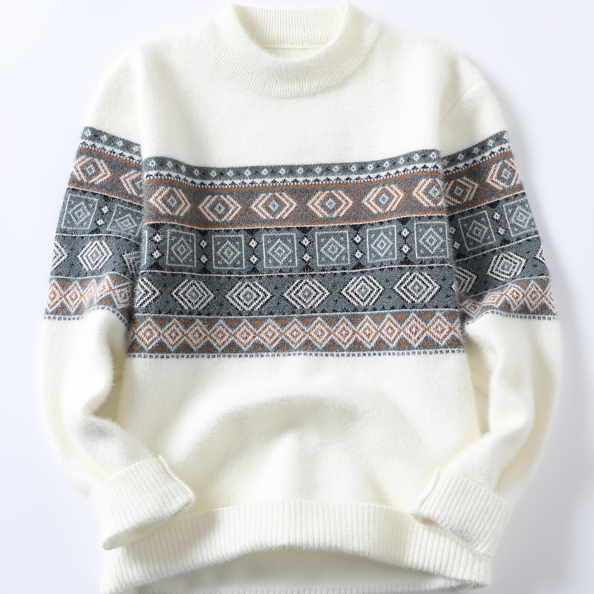 Męski norweski sweter z geometrycznym wzorem